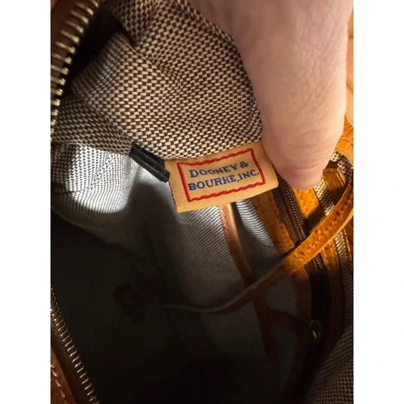 Dooney & Bourke Nina Ostrich Embossed Leather Hobo Bag Cognac Tan Shoulder Purse - Picture 9 of 11